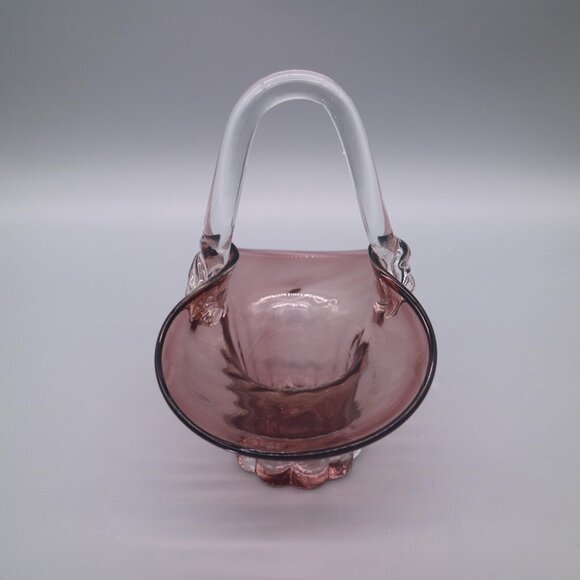 Pair of (2) Amethyst Purple Glass Baskets | Art Glass | Mid Century Decor MCM - Picture 4 of 9